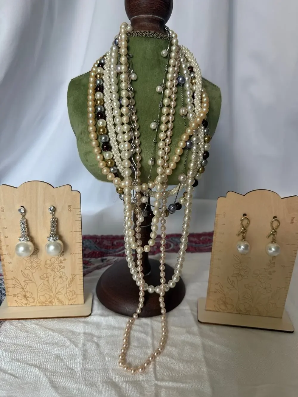 Vintage Faux Pearl Jewelry Lot Marvella Japan Necklaces Earrings Mid Century - Picture 1 of 14